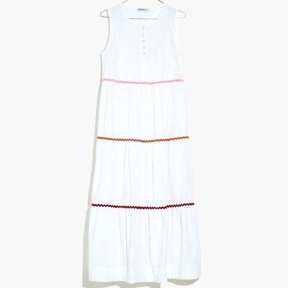 Madewell Dresses & Skirts - Madewell Rickrack Cattail Tiered Midi Dress Size XS Cotton Sleeveless